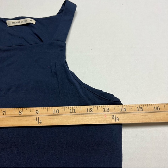 Marine Layer Lexi Daytime layered sleeveless midi dress In Navy - Picture 8 of 9